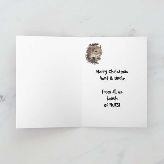 Kersttante en oom van Humor Squirrel Feestdagen Kaart (Binnen)