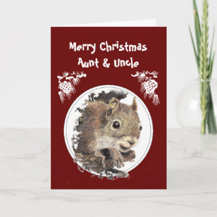 Kersttante en oom van Humor Squirrel Feestdagen Kaart