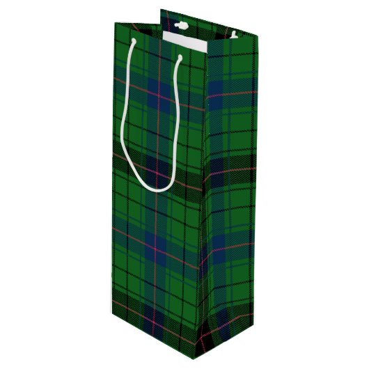 kersttartan Clan Davidson Green Plays Wijn Cadeautas (Voorkant Gekanteld)