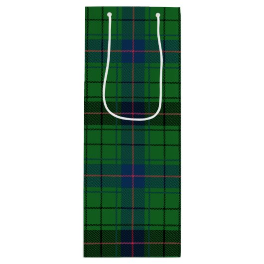 kersttartan Clan Davidson Green Plays Wijn Cadeautas (Voorkant)