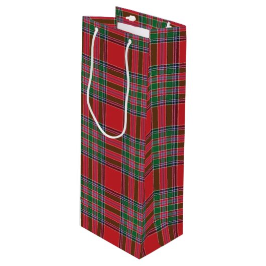 kersttartan Clan MacBean-toets Wijn Cadeautas (Voorkant Gekanteld)