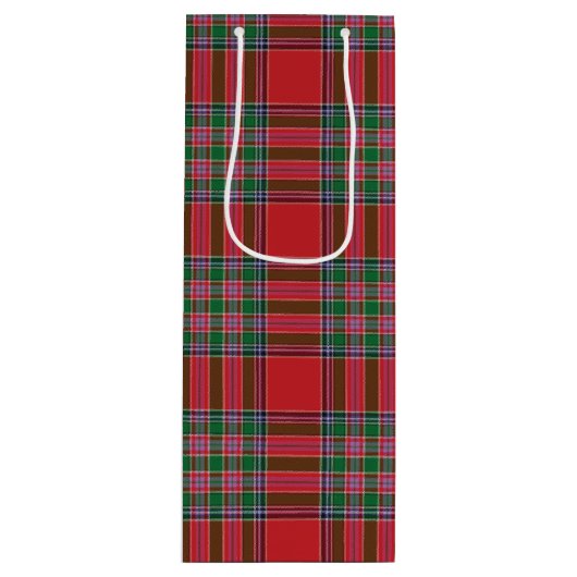 kersttartan Clan MacBean-toets Wijn Cadeautas (Voorkant)