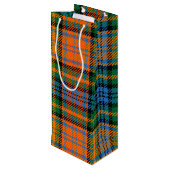 kersttartan Clan Murray Oranje Pset Wijn Cadeautas (Achterkant Gekanteld)