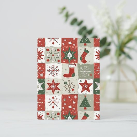 kersttartan feestdagenkaart (Staand voorkant)