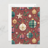 kersttartan feestdagenkaart (Voorkant / Achterkant)