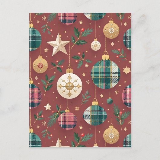 kersttartan feestdagenkaart (Voorkant)