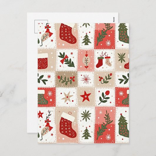 kersttartan feestdagenkaart (Voorkant / Achterkant)