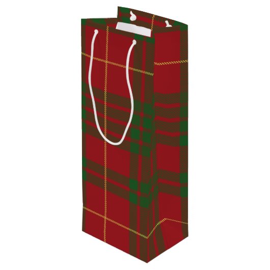 kersttartan Klan MacTavish Pset Red Check Wijn Cadeautas (Achterkant Gekanteld)