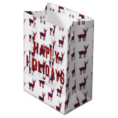 kersttartan Pset Deer Medium Cadeauzakje (Voorkant Gekanteld)
