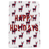 kersttartan Pset Deer Medium Cadeauzakje (Voorkant)