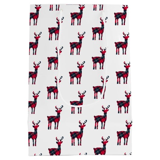 kersttartan Pset Deer Medium Cadeauzakje (Achterkant)