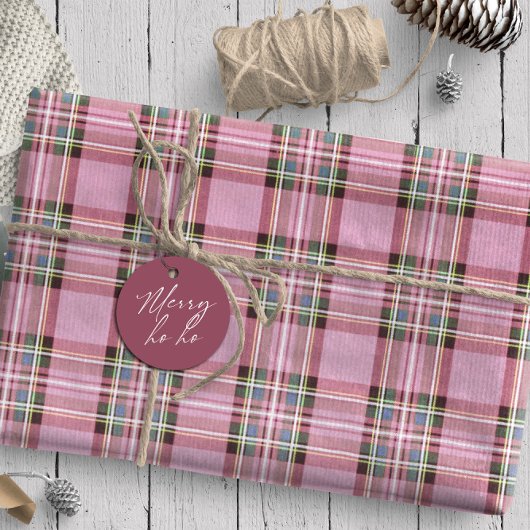 kersttartan roze/groen ID768 Cadeaupapier