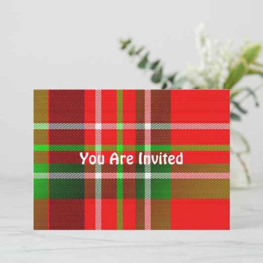 kersttartan uitnodiging (Staand voorkant)