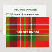 kersttartan uitnodiging (Voorkant / Achterkant)