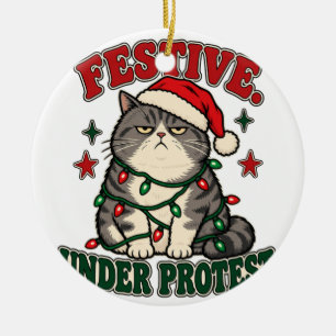 Kersttas 'Feestelijk met protest' Keramisch Ornament