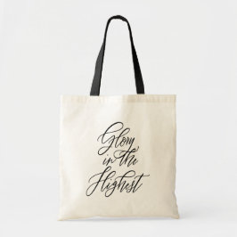 Kersttas met 'Eer aan God' Religieuze Boodschappen Tote Bag