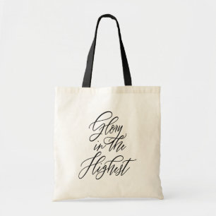 Kersttas met 'Eer aan God' Religieuze Boodschappen Tote Bag