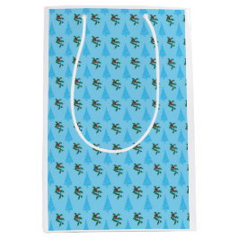 Kersttas met Holly en Blauwe Bomen Medium Cadeauzakje