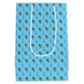 Kersttas met Holly en Blauwe Bomen Medium Cadeauzakje (Achterkant)