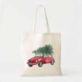 KerstTas met  rode auto en boom Tote Bag (Voorkant)