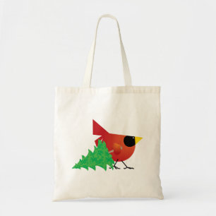 KerstTas met rode kardinaal en kersttang Tote Bag