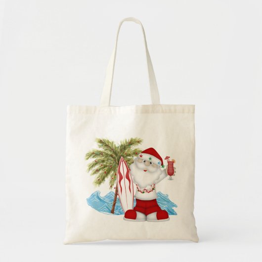 KerstTas met tropische kerstman en Surf raad Tote Bag (Voorkant)