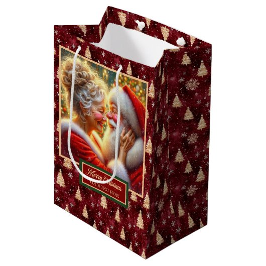 Kersttas met Waterverf Sinterklaas paar Medium Cadeauzakje (Voorkant Gekanteld)