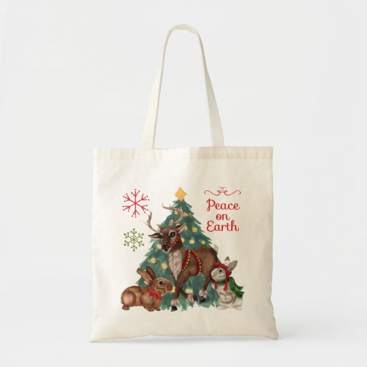 Kersttas met Woodland ANimals Tote Bag (Voorkant)