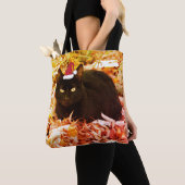 Kersttas Zwarte Kat Tote Bag (Dichtbij)