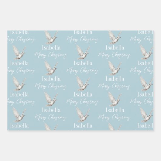 kersttasje Blauwe  Naam Inpakpapier Vel (Voorkant 3)