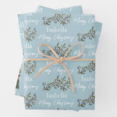 kersttasje Blauwe  Naam Inpakpapier Vel (In situ)