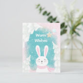 kersttasje Bunny Pink en Mint Briefkaart (Staand voorkant)