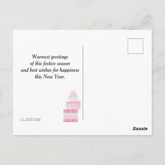 kersttasje Bunny Pink en Mint Briefkaart (Achterkant)