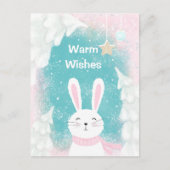 kersttasje Bunny Pink en Mint Briefkaart (Voorkant)