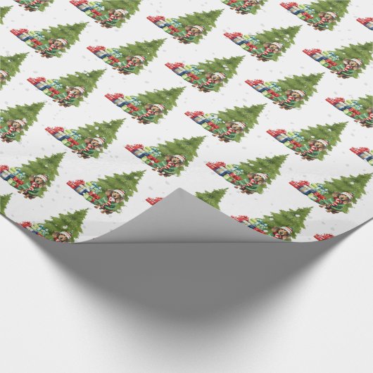 Kersttasje met geschenken cadeaupapier (Hoek)