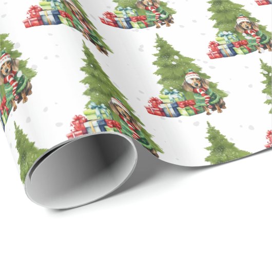 Kersttasje met geschenken cadeaupapier (Rol Hoek)