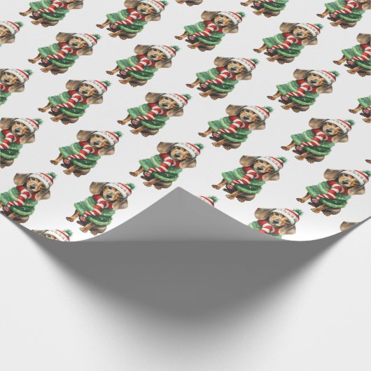 Kersttasje met wintersjaal cadeaupapier (Hoek)