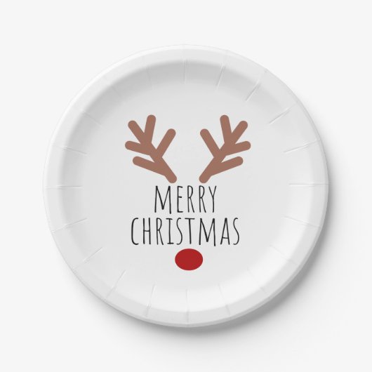 kersttasje Reindester Antlers Papieren Bordje (Voorkant)