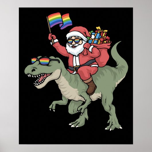 kersttbg-kerstkerstman TRex-regenboogpride Poster (Voorkant)