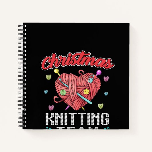 kerstteam Heart Yarn Crochet Notitieboek (Voorkant)