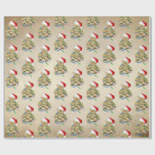 kerstteberen in vakantielampjes cadeaupapier (Vlak)