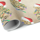 kerstteberen in vakantielampjes cadeaupapier (Rol Hoek)