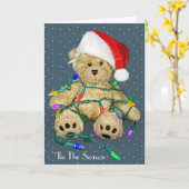 kerstteberen in vakantielampjes kaart (Gele Bloem)