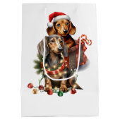 Kersttechniek Dachshund Medium Cadeauzakje (Achterkant)