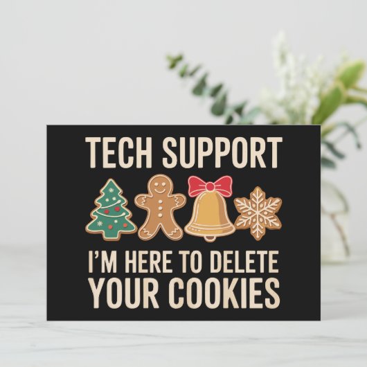 Kersttechnische ondersteuning hier om Xmas-cookies Kaart (Staand voorkant)