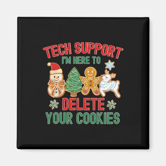 Kersttechnische ondersteuning hier om Xmas-cookies Magneet (Voorkant)