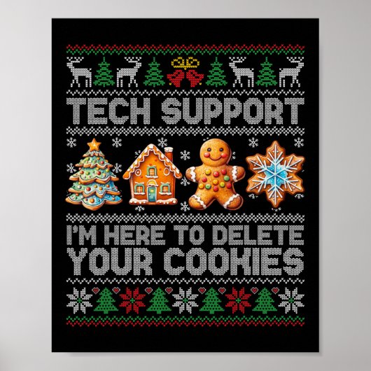 Kersttechnische ondersteuning hier om Xmas-cookies Poster (Voorkant)