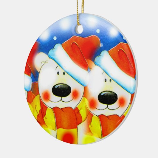 kersttedberen keramisch ornament (Links)