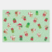 Kerstteddies, Holly Berries, Snowflakes set Inpakpapier Vel (Voorkant)