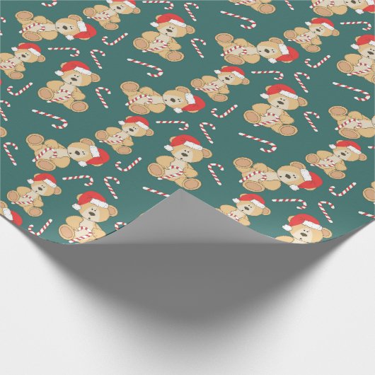 KerstTeddy Bear Cadeaupapier (Hoek)